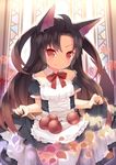  animal_ears imaizumi_kagerou maid saru skirt_lift tail thighhighs touhou 