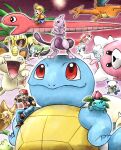  2boys alolan_exeggutor alolan_vulpix baseball_cap bewear blonde_hair charizard dragon_wings fangs goldeen hat holding holding_poke_ball horns ivysaur kicdon lucas_(mother_3) meloetta meloetta_(aria) meowth mewtwo mother_(series) mother_3 multiple_boys oshawott poke_ball poke_ball_(basic) pokemon pokemon_(creature) pokemon_firered_and_leafgreen pokemon_focus red_(pokemon) rope_snake single_horn sitting snorlax squirtle staryu super_smash_bros. vs_seeker wings 