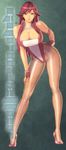  akana_rui areola_slip areolae breasts chousoku_henkei_gyrozetter cleavage contrapposto full_body high_heels large_breasts lips long_hair looking_at_viewer pantyhose parted_lips race_queen solo standing wakino_keibun 