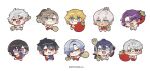  6+boys :< :3 :d black_hair blonde_hair blue_eyes blue_hair blueberry blush_stickers brown_eyes brown_hair chibi chibi_only colored_inner_hair commentary_request copyright_notice crossed_bangs dark-skinned_male dark_skin ear_piercing earrings eating ex_albio fangs food fork fruit green_eyes grey_eyes grey_hair grey_pants hitotsubashi_ayato holding holding_food holding_fork holding_fruit holding_spoon ibrahim_(nijisanji) jacket jewelry jitome kanae_(nijisanji) kuzuha_(nijisanji) long_hair looking_at_viewer male_focus milan_kestrel mole mole_under_eye mole_under_mouth multicolored_eyes multicolored_hair multiple_boys nagao_kei nijisanji official_alternate_costume official_art oversized_food oversized_fork oversized_object oversized_spoon pants piercing purple_eyes purple_hair red_eyes red_pants red_vest sample_watermark shikinagi_akira shirt short_hair simple_background smile spoon strawberry stud_earrings suzuki_yui two-tone_eyes two-tone_hair vest virtual_youtuber waistcoat watarai_hibari watermark white_background white_jacket white_pants white_shirt yellow_eyes yumeoi_kakeru 