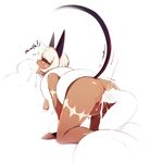  all_fours animal_ears anus ass blonde_hair blush breasts butt_crack cat_ears cat_girl cat_tail cum cum_in_mouth cum_in_pussy cumdrip dark_skin impregnation inflation large_breasts ms._fortune_(skullgirls) scar skullgirls solo sticky_(stickysheep) tail tentacles 