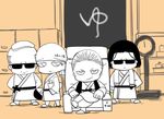  bandana bath bathhouse billy_kane black_hair chibi fatal_fury geese_howard hopper_(fatal_fury) japanese_clothes male_focus multiple_boys ripper_(fatal_fury) short_hair smile sunglasses the_king_of_fighters yk 