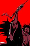  1boy absurdres bankai bleach haori highres japanese_clothes ken_hollow male_focus nozarashi_(shikai) shihakusho shikai shinigami solo zanpakutou zaraki_kenpachi 