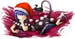  bad_id bad_pixiv_id black_dress blob blue_eyes blue_hair book boots doremy_sweet dream_soul dress hand_on_own_cheek hat kan_(aaaaari35) looking_at_viewer lying multicolored multicolored_clothes multicolored_dress nightcap on_stomach pom_pom_(clothes) short_hair short_sleeves smile solo tail tapir_tail touhou white_dress white_footwear 