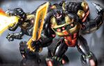  assault_visor autobot breath_weapon breathing_fire dan-the-artguy dinosaur fire grimlock humanoid_robot insignia mecha neon_trim no_humans non-humanoid_robot red_assault_visor robot robot_animal science_fiction solo sword transformers transformers:_fall_of_cybertron transformers:_war_for_cybertron tyrannosaurus_rex weapon 