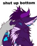 4_fingers ambiguous_gender anthro cheek_markings dragon facial_markings fingers fluffy fluffy_chest fur furred_dragon furred_scalie head_markings herm horn intersex leusing_it markings meme mouth_held_shut mythological_creature mythological_scalie mythology purple_body purple_fur scalie solo xemberith