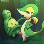  against_natural_surface against_surface against_tree animated blubluumon budew clitoris duo female feral generation_4_pokemon generation_5_pokemon genitals half-closed_eyes hand_on_hip lifted male male/female narrowed_eyes nintendo open_mouth penis plant pokemon pokemon_(species) sex slit_penis snivy tapering_penis tree vaginal vines vulva 