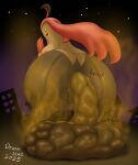2025 anthro anus areola big_butt breasts brown_body butt drain_scat excessive_feces feces feces_in_ass feces_on_ground feces_pile female generation_6_pokemon genitals gourgeist hair hair_hand halloween hi_res holidays hyper hyper_feces looking_at_viewer looking_back looking_back_at_viewer midair multicolored_body night nintendo one_eye_closed open_mouth outside pink_hair pokemon pokemon_(species) pooping pooping_on_floor solo star teeth vulva yellow_eyes