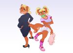 abdl absurd_res back_to_back clothing colt3n diaper footwear hi_res high_heels pacifier pigtails plushie shoes sneakers suit teddy_bear