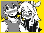  >_< 1boy 1girl animated animated_gif aubrey_(faraway)_(omori) aubrey_(omori) blush bright_pupils chinese_commentary collarbone commentary_request double-parted_bangs greyscale_with_colored_background hair_between_eyes hairband huasuan69416 jacket kel_(faraway)_(omori) kel_(omori) long_hair long_sidelocks lowres omori open_clothes open_jacket open_mouth short_hair sidelocks sweat sweatdrop 