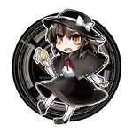  :d blush bow brown_eyes brown_hair capelet chibi commentary_request hat hat_bow hat_ribbon kikuichi_monji looking_at_viewer open_mouth pocket_watch ribbon short_hair smile solo touhou usami_renko watch white_bow white_ribbon 