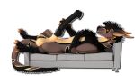3d_(artwork) alpha_channel animal_genitalia animal_penis balls big_balls big_penis black_hair brown_body claws digital_media_(artwork) equine_genitalia equine_penis erection felkin feral flared_penis fur furniture genitals hair hi_res horn hybrid_genitalia hybrid_penis jaeger_(lewddragons) knot knotted_equine_penis knotted_penis lewddragons male masturbation medial_ring orange_eyes penile penile_masturbation penis penis_grab simple_background sofa solo tail toe_claws transparent_background