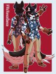 absurd_res aloha_shirt anthro black_body black_fur canid canine canis clothing domestic_dog fur gloves handwear hat headgear headwear hi_res husky male mammal nordic_sled_dog pattern_clothing pattern_shirt pattern_topwear shirt spitz tagme topwear v_(vicvance) vicvance white_body white_fur