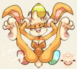 absurd_res anthro big_breasts big_ears blue_eyes bow_tie breasts brown_clothing brown_leotard buckteeth bunny_costume cheek_tuft cleavage clothed clothing cosmicpussycat costume cuffs_(clothing) easter easter_egg eyelashes facial_tuft female front_view fur gloves handwear head_tuft hi_res holidays lagomorph leotard leporid lola_bunny long_ears looney_tunes mammal open_mouth open_smile orange_body orange_bow_tie orange_fur pawpads pink_nose rabbit smile solo spread_legs spreading tan_body tan_fur teeth thick_thighs tuft warner_brothers white_clothing white_gloves white_handwear wide_hips