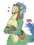 2_horns anthro beak bird_wyvern book bridle capcom clothing feathers featureless_chest featureless_crotch female front_view fukoiri green_body green_feathers headgear headwear heart_symbol hi_res holding_book holding_object horn monster_hunter pupils reins seikret slit_pupils solo tail tail_feathers yellow_eyes