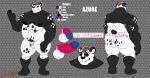 2026 azure_(pupblueslut) bear black_body black_fur blonde_hair blue_eyes brown_hair butt chastity_cage chastity_device color_swatch erection flaccid front_view fur genitals giant_panda hair headshot_portrait hi_res male mammal markings model_sheet multicolored_body multicolored_fur multicolored_hair musclegut muscular okrizo831 penis portrait rear_view slightly_chubby spots spotted_body spotted_fur tattoo white_body white_fur