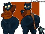 alligator alligatorid anthro baseball_bat bat_(object) bea_santello belly big_breasts big_butt breasts butt clothed clothing crocodile crocodilian digital_drawing_(artwork) digital_media_(artwork) domestic_cat duo felid feline felis female genitals half-closed_eyes hands_behind_head hi_res inbetweening lewdewott looking_at_viewer looking_back mae_borowski mammal narrowed_eyes night_in_the_woods overweight red_eyes reptile scalie shirt simple_background slightly_chubby smile smirk smug_face smug_grin tailless text thick_thighs topwear vulva white_background wide_hips