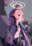  4girls absurdres ahoge animal_ear_fluff animal_ears bag black_hair blonde_hair blue_archive blue_jacket blue_necktie breasts brown_eyes collared_shirt commentary_request flat_chest from_side grey_eyes halo highres hoshino_(blue_archive) jacket ku2_(user_zdun4452) light_particles long_hair looking_ahead medium_breasts medium_hair multiple_girls necktie nonomi_(blue_archive) open_mouth pink_hair serika_(blue_archive) shiroko_(blue_archive) shirt shoulder_bag simple_background skirt smile twintails white_shirt 