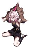  1girl :p absurdres belt black_belt bound bound_wrists breasts briar_(league_of_legends) colored_sclera detached_sleeves full_body grey_hair hair_between_eyes highres league_of_legends long_hair medium_breasts muhae_(dcnh8882) multicolored_hair no_pupils pale_skin pillory pink_hair pointy_ears red_sclera revision seiza sidelocks simple_background sitting solo streaked_hair toeless_legwear tongue tongue_out two-tone_hair vampire white_background white_eyes wrist_cuffs 