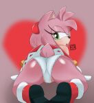 accessory amy_rose anthro big_butt black_nose boots bracelet butt clothing eulipotyphlan eyelashes female footwear fur gatako_art gloves green_eyes hair hair_accessory hairband handwear head_tuft hedgehog hi_res jewelry looking_at_viewer looking_back looking_back_at_viewer lying mammal on_front open_mouth panties pink_body pink_fur pink_hair rear_view red_boots red_clothing red_footwear sega shoes short_hair solo sonic_the_hedgehog_(series) tan_body tan_fur thick_thighs tuft underwear white_clothing white_gloves white_handwear white_panties white_underwear wide_hips
