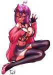  1girl ahoge akuma_nihmune akuma_nihmune_(casual) black_bra black_gloves black_skirt black_thighhighs bra breasts cardigan chest_harness cleavage closed_mouth demon_horns fingerless_gloves gloves hair_between_eyes hair_ornament harness heart heart_ahoge highres horns indie_virtual_youtuber large_breasts long_hair looking_at_viewer pink_cardigan pink_shoes purple_eyes purple_hair red_horns shoes sitting skirt solo star_(symbol) star_hair_ornament thighhighs thighs tuiffff underwear virtual_youtuber white_background 