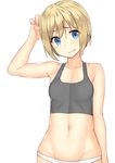  bare_shoulders blonde_hair blue_eyes blush body_mahattaya_ginga erica_hartmann frown groin looking_at_viewer navel open_mouth panties short_hair solo strike_witches tank_top underwear white_panties world_witches_series 