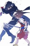  2boys amamiya_ren attakaimizu7619 black_hair crown_necklace gloves hair_between_eyes highres holding jacket joker_(persona_5) keyblade kingdom_hearts kingdom_hearts_i long_sleeves male_focus multiple_boys persona persona_5 short_hair simple_background sora_(kingdom_hearts) spiked_hair super_smash_bros. 