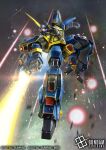 barzam beam_cannon beam_rifle commentary_request copyright_notice debris energy_beam energy_gun english_text explosion firing glowing glowing_eye gundam gundam_card_game hukutuuprunes logo mecha mecha_focus mobile_suit nebula no_humans official_art one-eyed realistic robot scene_reference science_fiction space star_(sky) sunrise_(company) thrusters titans_(gundam) title war weapon zero_gravity zeta_gundam zeta_gundam_define 