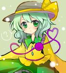  ? bow green_eyes green_hair hat hat_bow heart heart_of_string komeiji_koishi ruhika sash solo spoken_question_mark third_eye touhou 