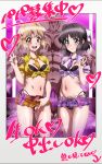  1boy 2girls absurdres adama0s0284 amesuku_gyaru bed belt black_hair black_panties blonde_hair blue_eyes blush breasts brown_eyes clothed_female_nude_male clothing_aside condom condom_on_penis condom_packet_strip condom_wrapper covered_nipples eyebrows_hidden_by_hair female_masturbation fingering gyaru hand_on_another's_shoulder highres kogal kohinata_miku looking_at_viewer masturbation medium_breasts medium_hair miniskirt multiple_girls navel nude open_mouth panties panties_aside penis picture_frame pussy_juice senki_zesshou_symphogear skirt smile stomach tachibana_hibiki_(symphogear) underwear v 
