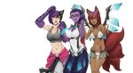  :d alternate_costume animal_ears apophis_(monster_girl_encyclopedia) bad_id bad_tumblr_id bandaid bandaid_on_nose bare_shoulders black_hair black_sclera breasts cat_ears cheshire_cat_(monster_girl_encyclopedia) cleavage clenched_hands covered_navel crown dark_skin eyewear_on_head fang fox_ears fox_tail gradient_hair grey_shirt groin holding_hands lamia large_breasts less long_hair looking_at_viewer mechanical_wings mini_crown monster_girl monster_girl_encyclopedia multicolored_hair multiple_girls multiple_tails navel necktie open_mouth original paws pointy_ears ponytail purple_hair purple_skin red_eyes red_hair shirt short_hair slit_pupils smile sunglasses tail tank_top tattoo transparent_background two-tone_hair v wings yellow_eyes 