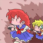  2girls artist_request blonde_hair chibi kotobuki_shiiko long_hair magami_eiko multiple_girls project_a-ko red_hair tagme uniform 