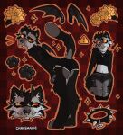 absurd_res alternative_fashion anthro bat_wings bent_over big_tail bottomwear clothing collar crop_top emo felid feline female fin fishnet_clothing hi_res horn kaiju legwear mammal mchaos membrane_(anatomy) membranous_wings narrowed_eyes pantherine pawpads piercing shirt shorts smile solo spikes squint tail tank_top teeth tiger tights tongue tongue_out topwear wings