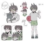  !? 3boys :3 :d animal animification antenna_hair arghwhatthefuck bad_id bad_twitter_id ball bandaid bandaid_on_arm bandaid_on_face bandaid_on_leg blush brown_hair brushing_hair cat child commentary_request doodle_inset drawstring edd_(eddsworld) eddsworld fang father_and_child father_and_son green_eyes green_hoodie green_shoes green_shorts grey_cat hair_brush hair_ears holding holding_animal holding_ball holding_cat holding_hair_brush hood hood_down hoodie if_they_mated implied_yaoi inactive_account korean_commentary korean_text looking_at_viewer multiple_boys multiple_views original pairing_name parent_and_child ringo_(eddsworld) science_babies shirt shoes short_hair short_sleeves shorts simple_background smile sneakers tabby_cat tord_(eddsworld) translation_request waving white_background white_shirt yellow_eyes 