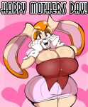 anthro big_breasts breasts cleavage clothed clothing denizen1414 dress female female_anthro female_focus happy hi_res holidays huge_breasts lagomorph leporid mammal mature_female mother's_day mother_(lore) parent_(lore) rabbit sega short_dress smile sonic_the_hedgehog_(series) thick_thighs vanilla_the_rabbit wide_hips