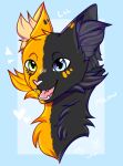 anthro black_body black_fur detailed detailed_fur felid feline female fur furry_ears happy line_art mammal orange_body orange_fur podd sixss smile solo teeth