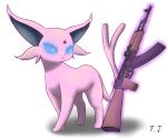 2026 absurd_res ambiguous_gender cheek_tuft eeveelution espeon facial_tuft feral forked_tail fur fur_tuft generation_2_pokemon hi_res nintendo pink_body pink_fur pink_tail pokemon pokemon_(species) quadruped shadow simple_background solo tail telekinesis timur_jachevsko tuft unusual_anatomy unusual_tail weapon white_background