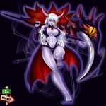  android avenger_(android) breasts castle_of_shadows castlevania death_(castlevania) genderswap gradient gradient_background horns monster_girl nail_polish purple_skin red_eyes sisyphus_(castle_of_shadows) solo 