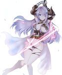  arms_up bandaged_arm bandages belt black_gloves black_panties blue_eyes blush boots braid breasts bug butterfly cameltoe cape cleavage demon_horns draph eyebrows eyebrows_visible_through_hair feet_out_of_frame fingerless_gloves gloves glowing granblue_fantasy groin hair_between_breasts hair_ornament hair_over_one_eye high_heel_boots high_heels holding holding_sword holding_weapon horns insect knee_boots knees_together_feet_apart large_breasts lavender_hair long_hair looking_at_viewer misono_reiji narmaya_(granblue_fantasy) navel no_bra no_pants panties panty_pull parted_lips pink_lips pointy_ears simple_background sleeveless solo stomach sword thigh_gap thigh_strap torn_clothes underwear weapon white_background 
