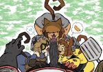  animal_ears brown_hair brown_overalls cat_ears cat_girl cat_tail cooperative_fellatio dress erection fellatio gameoverse goggles hair_over_eyes heart heart-shaped_pupils hetero highres holding holding_spatula hot_dog kit_bodega licking licking_penis looking_at_viewer mechanical_arms multicolored_hair oral overalls penis pov ruddyrzaq short_hair spatula strapless sweat symbol-shaped_pupils tail teamwork_(sexual) tina_bodega tongue tongue_out two-tone_hair 
