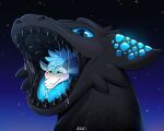  absurd_res baron_nightcrest blue_tongue bodily_fluids dragon dreamworks duo european_mythology feral fury_(httyd) goo_creature hi_res how_to_train_your_dragon in_mouth kair male male/male mouth_shot mythological_creature mythological_scalie mythology neck_bulge night_fury open_mouth redbluedude saliva scalie tongue vore western_dragon 