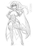  1girl arsene breasts butcha-u domino_mask female henriette_mystere large_breasts mask monochrome sketch solo tantei_opera_milky_holmes 