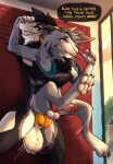 absurd_res afternoon anal animal_genitalia animal_penis anthro argent_(argentgoat) balls big_balls bodily_fluids bovid building bully bullying canine_genitalia canine_penis caprine chozogoat cool_s dialogue digitigrade duo english_text genital_fluids genitals goat hand_on_snout hi_res hug hugging_another hugging_from_behind immobilization inside knot locker male male/male mammal motion_lines nerd orange_penis penis plant precum precum_string shaking text tree 
