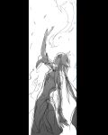  1girl absurdres amyucheu breasts china_dress chinese_clothes cleavage cleavage_cutout clothing_cutout commentary_request dress fu_hua fu_hua_(phoenix) highres honkai_(series) honkai_impact_3rd long_hair monochrome ponytail small_breasts white_background 