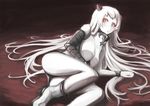  :o airfield_hime ankle_boots ass black_panties blush boots breasts horns kantai_collection large_breasts long_hair looking_at_viewer lying on_side open_mouth panties red_eyes shinkaisei-kan solo underwear vent_arbre very_long_hair white_footwear white_hair 