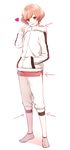  :p bad_id bad_pixiv_id bike_shorts blush capri_pants directional_arrow full_body heart hood hoodie male_focus pants pink_eyes pink_hair socks solo starmyu tongue tongue_out tsuchiya_(1315444) ugawa_akira v white_legwear 