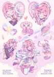  amphoreus_(honkai:_star_rail) as_i've_written_(honkai:_star_rail) bare_shoulders blue_eyes ceremonial_blade_(honkai:_star_rail) coat cyrene_(demiurge)_(honkai:_star_rail) cyrene_(honkai:_star_rail) cyrene_(philia093)_(honkai:_star_rail) dress flower hair_flower hair_ornament highres honkai:_star_rail honkai_(series) long_hair looking_at_viewer luwwakk mem_(honkai:_star_rail) mobius_strip multicolored_hair pink_hair pointy_ears purple_coat purple_eyes purple_flower purple_rose rose smile very_long_hair white_dress 