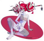  barefoot black_nails breasts charlongos colored_pussy colored_skin colored_tongue commentary commission english_commentary grey_skin highres hololive hololive_indonesia kureiji_ollie multicolored_hair multicolored_skin nude object_through_head patchwork_skin purple_pussy purple_tongue pussy small_breasts spread_pussy stitched_arm stitched_face stitched_leg stitched_torso stitches sword_in_head symbol-shaped_pupils virtual_youtuber x-shaped_pupils zombie 