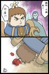  comic flower flower_on_head garen_crownguard highres jhin league_of_legends leng_wa_guo translation_request 