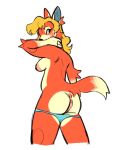  2021 animal_crossing anthro anus audie_(animal_crossing) blonde_hair blue_clothing blue_panties blue_underwear blush bodily_fluids breasts butt clothing cum cum_on_butt female fur genital_fluids genitals hair hand_on_neck hi_res looking_back nintendo nipples nude panties peachy_bat presenting presenting_hindquarters pulled_down_panties raised_tail rubbing_neck simple_background solo tail underwear vaginal_fluids vulva wet wet_clothing wet_panties wet_underwear white_background 